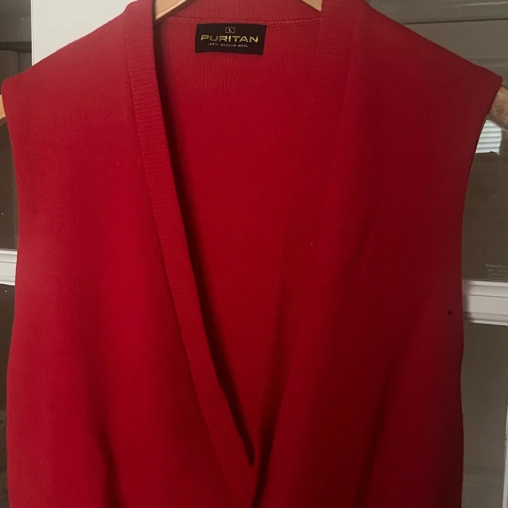 Vintage Puritans Womens Vest 100% Virgin Wool Red - Picture 5 of 8